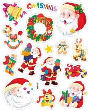 NAKLEJKI ŚWIĘTA MIKOŁAJ DZWONECZEK AAK-074 15szt