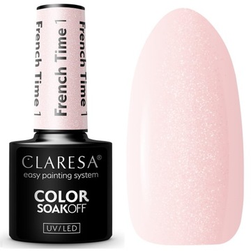Claresa Lakier Hybrydowy FRENCH TIME 1 transparentny srebrna drobina SEOL