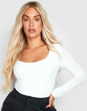 BODY GŁADKIE KLASYCZNE DŁUGI RĘKAW IVORY BASIC BOOHOO 46