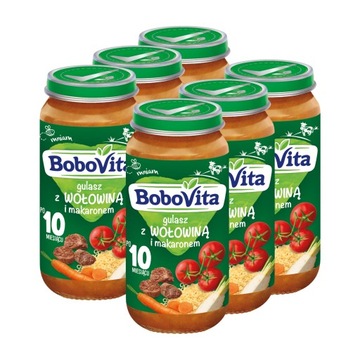 BoboVita Gulasz z wołowiną i makaronem po 10 miesiącu ZESTAW 6 x 250 g