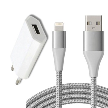 ŁADOWARKA DO IPHONE APPLE USB LIGTING KABEL NYLONOWY 2M SZYBKIE ŁADOWANIE