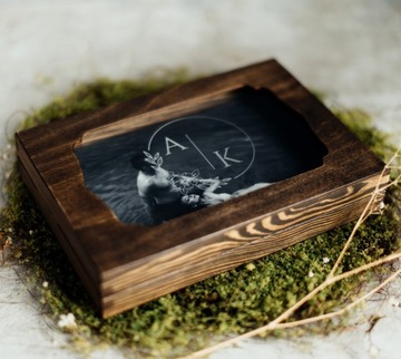 Drewniane pudełko na zdjęcia 15x23 15x21 Personalizowane