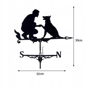 Człowiek i pies koń czarny Weathervane ze