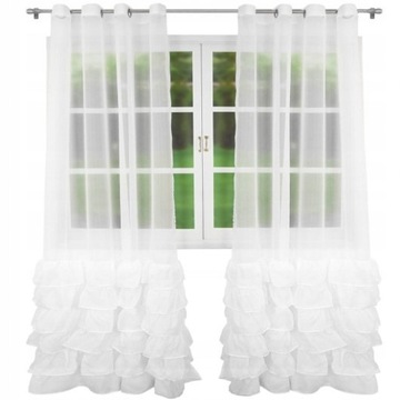 FIRANA NA PRZELOTKACH Z FALBANAMI BIAŁA 145X250