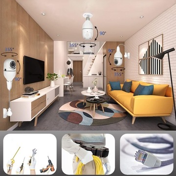 ВНУТРЕННЯЯ И НАРУЖНАЯ IP-КАМЕРА 64G 360° HD 1920*1080 E27 ЦЕНТР ДЛЯ ЛАМПЫ