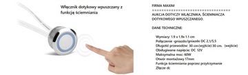 WŁĄCZNIK ŚCIEMNIACZ WPUSZCZANY LED 12V