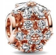 lśniący charms ze zbiorem roślin Rose Gold s925
