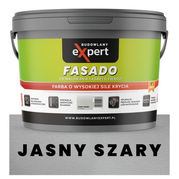 FARBA ELEWACYJNA FASADOWA zewnętrzna do malowania JASNO SZARA FASADO 9L