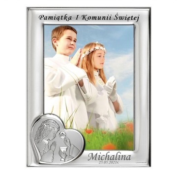 Srebrna Ramka I Komunia Pamiątka Dziewcznka Grawer