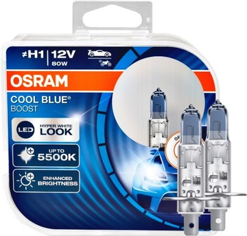 ŻARÓWKI H1 OSRAM COOL BLUE BOOST NEX GEN. 5500K BIAŁE ŚWIATŁO JAK LED