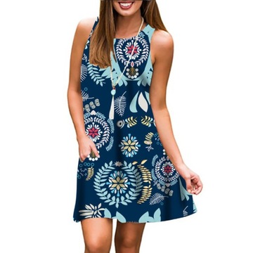 ELEGANCKA SUKIENKA DAMSKA MAXI DŁUGA ZWIEWNA W KWIATY sukienka plazowa boho