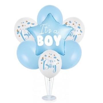 Zestaw balonów na stojaku It's a Boy dekoracja stojąca baby shower