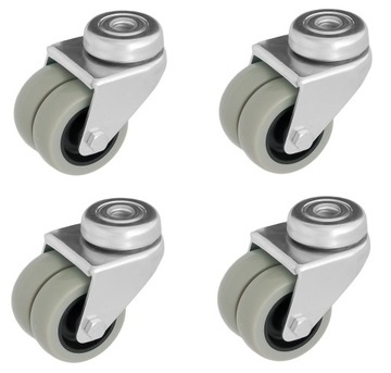 ZESTAW PODWÓJNE KOŁO SKRĘTNE 50mm 4 szt. MOCOWANIE OTWÓR KOLKO SKRETNE