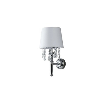 Kinkiet srebrny z kryształkami i białym abażurem glamour Light Prestige