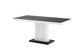 Stół RIVIA 120 cm | czarno-biały | wysoki połysk