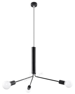 Lampa Wisząca SULPIN 3D Czarna Oprawa Zwis LED E27