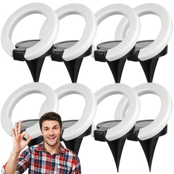 8x Lampka Solarna LED RING Tarasowa Wbijana Gruntowa Czujnik Zmierzchu