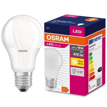 Żarówka LED 5,5W=40W E27 Osram 3000K barwa ciepła
