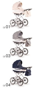 Детская коляска в стиле ретро 3в1 LONEX Eleganto Navy Blue и White 04