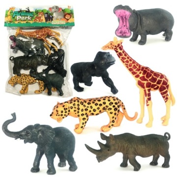 DZIKIE ZWIERZĘTA ZOO SAFARI GUMOWE FIGURKI 6 EL