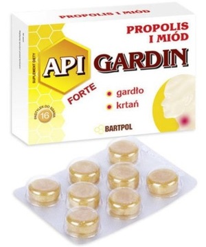 API GARDIN forte z propolisem miodem pastylki API GARDIN propolis miód