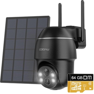 KAMERA ZEWNĘTRZNA SOLARNA IP WIFI 3MPx CZARNE 64GB