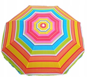 PARASOL OGRODOWY PLAŻOWY BALKONOWY ŁAMANY 200 cm GRUBE PASY KOLOROWE