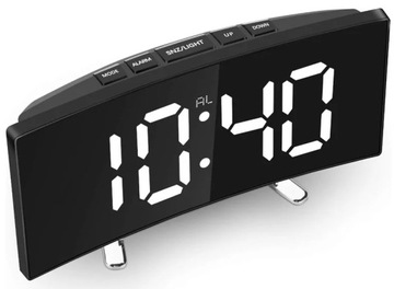 ZEGAREK ELEKTRONICZNY STOJĄCY BUDZIK ALARM DATA TERMOMETR LUSTRO LED ZEGAR