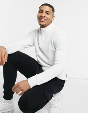 French Connection biały sweter męski defekt XL