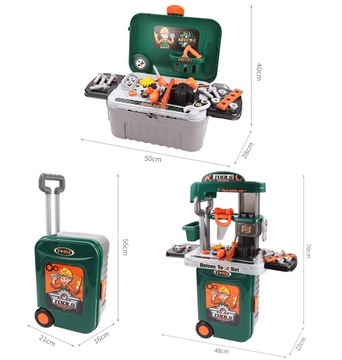 МАСТЕРСКАЯ ДЛЯ ДЕТСКИХ ЧЕМОДАННЫХ ИНСТРУМЕНТОВ НАБОР ИНСТРУМЕНТОВ 3В1 Delux