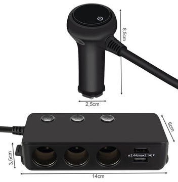 РАЗЪЕМ ПРИкуривателя 12-24 В USB QC3.0 РАЗЪЕМ НА 3 РАЗЪЕМА