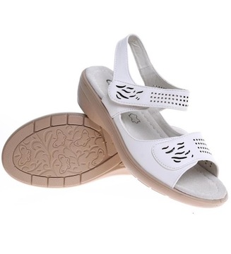 Buty damskie Białe lekkie sandały na niskim obcasie Obuwie 16156