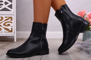 ЧЕРНЫЕ ЖЕНСКИЕ ЗИМНИЕ БОТИНКИ ИЗ УТЕПЛЕННОЙ КОЖИ
