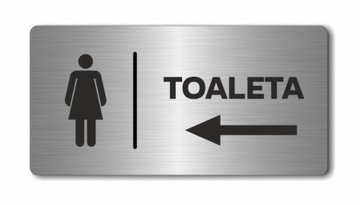 TOALETA damska w lewo | Tabliczka nierdzewna Druk