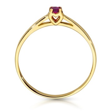 Złoty pierścionek zaręczynowy z rubinową cyrkonią 333 8K