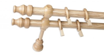 KARNISZ DREWNIANY 28 mm podwójny dąb jasny 360 cm