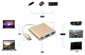 Адаптер HUB 3in1 MHL HUB USB C HDMI 4K адаптер для MacBook Samsung