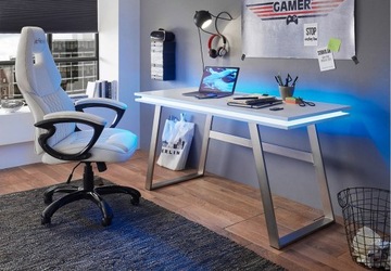 Тифлис письменный стол, белый туалетный столик, матовый лак + светодиод