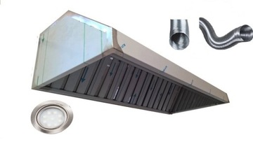 Okap Gastronomiczny 150x70x40 FILTRY RURA Oświetlenie LED