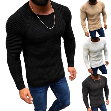 Men's Sweater Solid Color Round Neck Slim Pullover