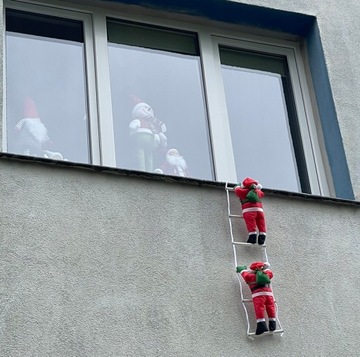 ŚWIĘTY MIKOŁAJ NA DRABINIE ŚWIĄTECZNY DEKORACJA BALKON KOMIN OZDOBA 120CM