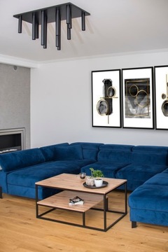 Stolik kawowy Ława z półką LOFT czarny - drewno
