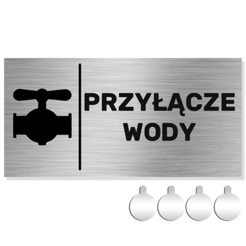 NIERDZEWNA Tabliczka z Napisem: PRZYŁĄCZE WODY 10x20 Aluminium