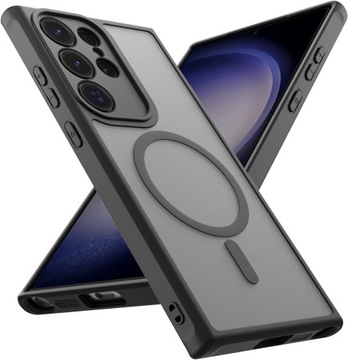 Etui do SAMSUNG S24 ULTRA 5G do MagSafe CZARNY MAT Szkło 3D z czytnikiem