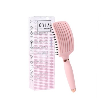 Щетка для волос из натуральной щетины кабана с вентиляцией OVIA Pink