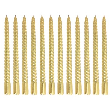 12X ZŁOTY METALIK Świeca stożkowa bezzapachowa 25CM