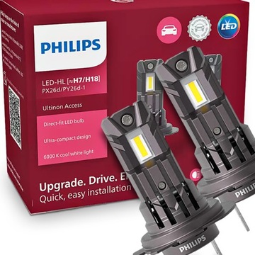 СВЕТОДИОДНЫЕ ЛАМПЫ PHILIPS H7 H18 ULTINON ACCESS PLUG&PLAY 6000K ЛЕГКАЯ УСТАНОВКА 2 ШТ.