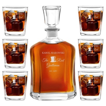 Zestaw do Whisky Karafka 6 Szklanek z Grawerem Prezent dla Faceta Taty