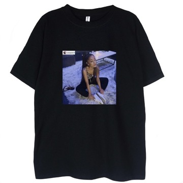 T-shirt Ariana Grande instagram czarna koszulka M