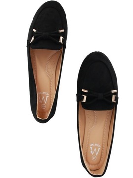 WYGODNE BALERINY MOKASYNY ZAMSZ BUTY CZARNE 42